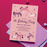 Cute Ponies Invitation<br><div class="desc">Cute pink,  purple and white horses are created into a pattern to make the perfect equestrian birthday invitation for a girl and horse lover. Background color is easy to customize!</div>