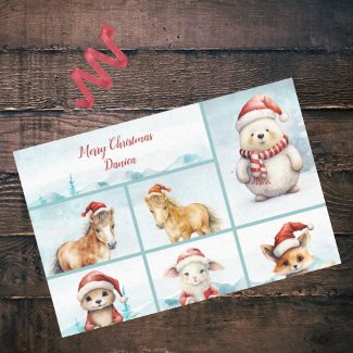 Cute Ponies Otter Fox Bear Lamb Merry Christmas