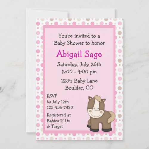 Pony Baby Girl Shower Invitation