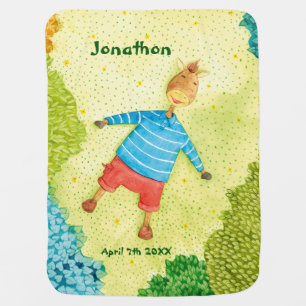 Cute Pony Cartoon Children's Illustration Custom Baby Blanket