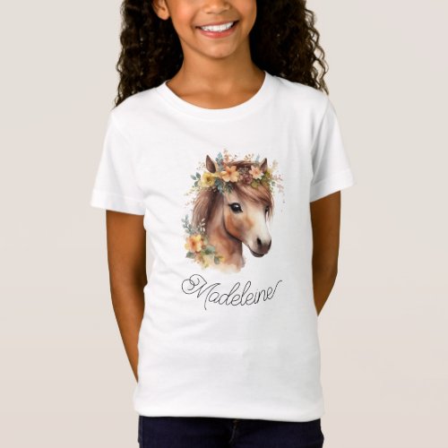  Cute Pony Custom Script Name Horse Equestrian T_Shirt