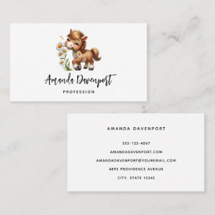 Cute Pony Eating Daisies Business Card