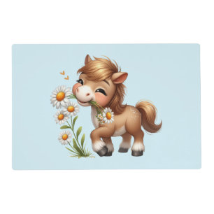 Cute Pony Eating Daisies Placemat