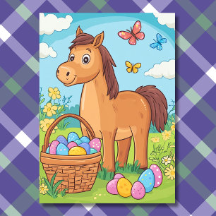 Cute Pony Egg Hunt - Horse Easter Holiday Card