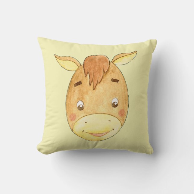 Cute Pony Gender Neutral Throw Pillow (Front)