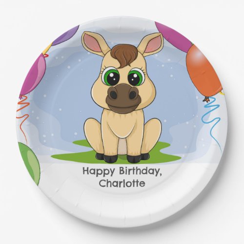 Cute Pony Happy Birthday Childrens Party Paper Plates