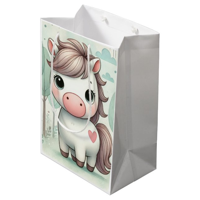 Cute Pony in a Whimsical Forest Gift Bag (Back Angled)