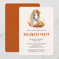Cute Pony Orange Pumpkin Family Halloween Party