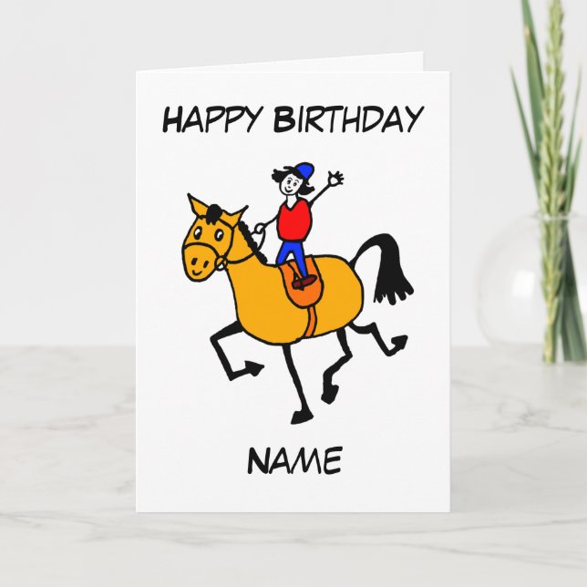 Cute Pony Trot On Cartoon Birthday Card (Front)