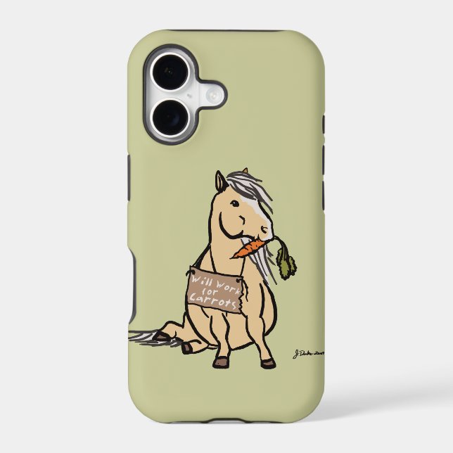 Cute Pony Will Work For Carrots Iphone Case (Back)