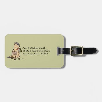 Cute Pony Will Work For Carrots Luggage Tag by PaintingPony at Zazzle