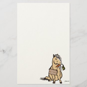 Cute Pony Will Work For Carrots Stationery by PaintingPony at Zazzle
