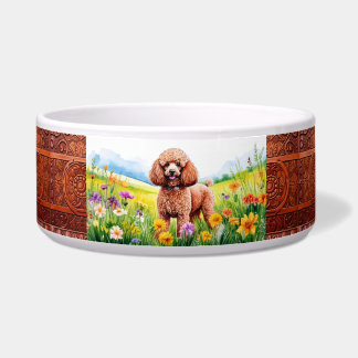 Cute Poodle and Wildflowers Bowl