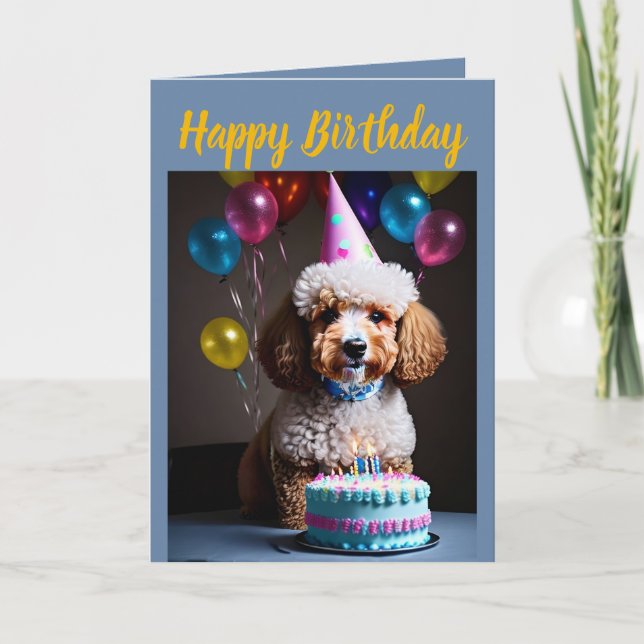 Cute Poodle Birthday Card (Front)