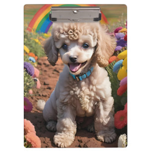 Cute Poodle Colorful flower and rainbow Clipboard