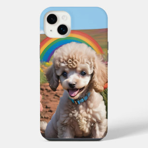 Cute Poodle Colorful flower and rainbow iPhone 14 Plus Case