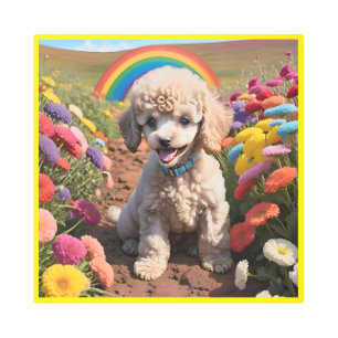 Cute Poodle Colorful flower and rainbow Metal Print
