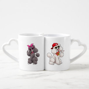 Cute Poodle Couple in Love Coffee Mug Set