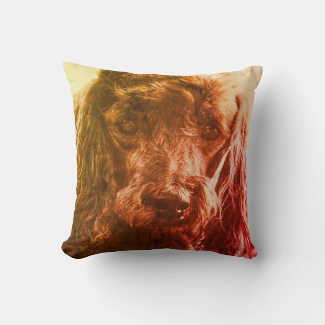 Cute Poodle Dog Face Eyes Throw Pillow (Front)