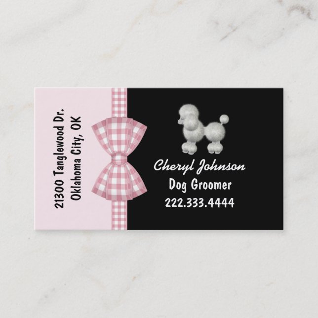 Cute Poodle Dog Groomer Business Card (Front)
