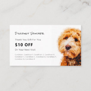 Cute Poodle Dog Grooming Shop Discount Business Card