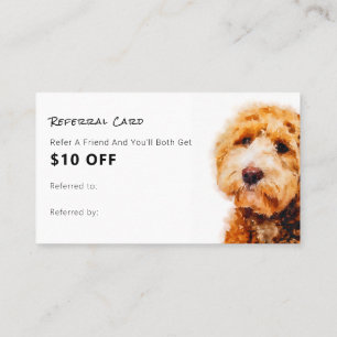 Cute Poodle Dog Grooming Shop Referral Business Card