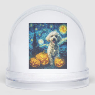 Cute Poodle Dog Halloween Jack O Lantern Pumpkin F Snow Globe
