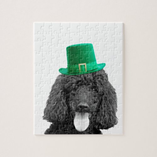 Cute Poodle Dog Hat St Patrick Day Jigsaw Puzzle