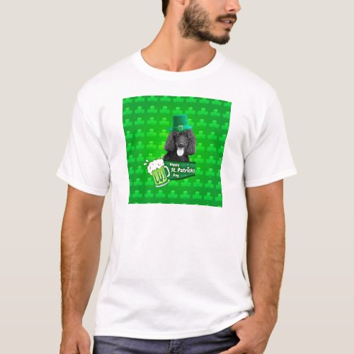 Cute Poodle Dog Hat St Patrick Day w Clovers T_Shirt