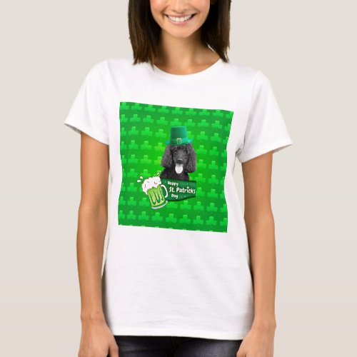Cute Poodle Dog Hat St Patrick Day w Clovers T_Shirt