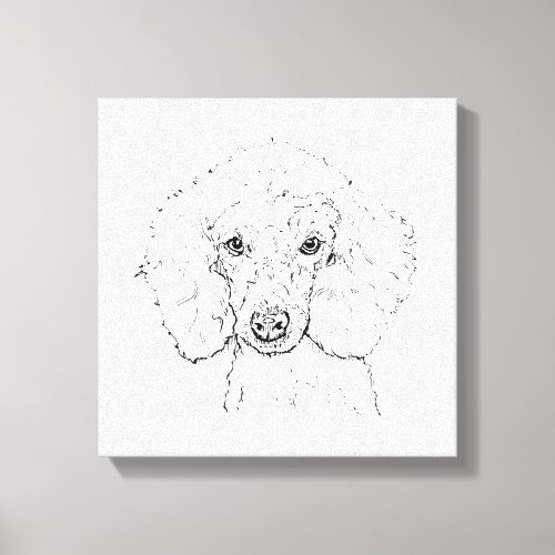 Cute Poodle Dog Illustration, Hand Drawn Canvas Print