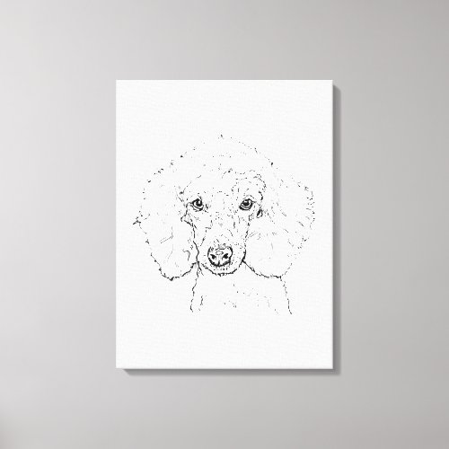Cute Poodle Dog Illustration, Hand Drawn Canvas Print