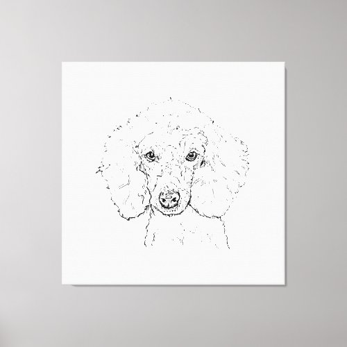 Cute Poodle Dog Illustration, Hand Drawn Canvas Print