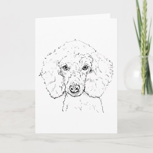 Cute Poodle Dog Illustration, Hand Drawn Card
