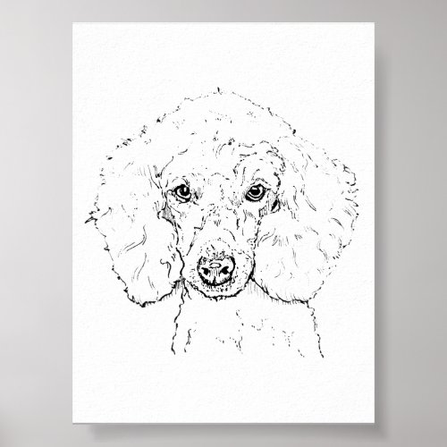 Cute Poodle Dog Illustration, Hand Drawn Poster