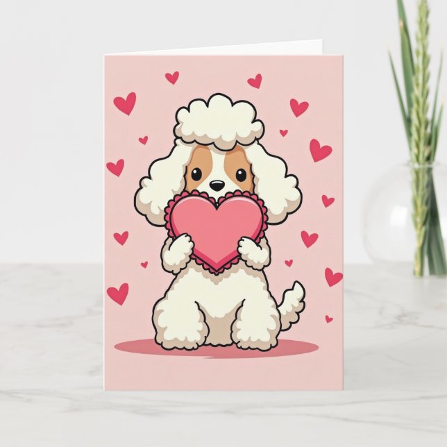 Cute Poodle Dog Love Card (Front)
