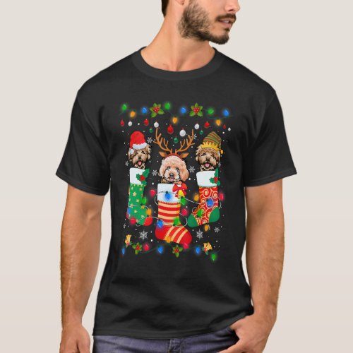 Cute Poodle Dog Puppy Christmas Socks Xmas T-Shirt