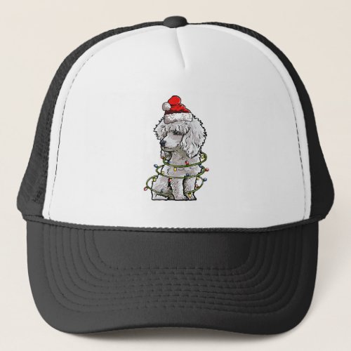 Cute Poodle Dog Santa Christmas Tree Lights Xmas  Trucker Hat