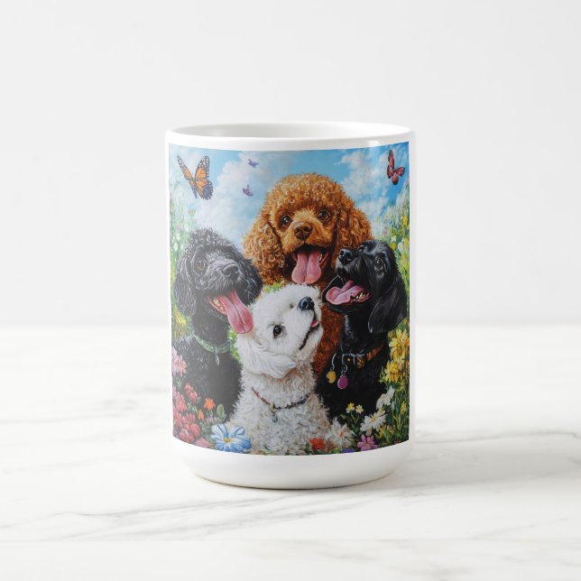 Cute Poodle Dogs   Coffee Mug (Center)