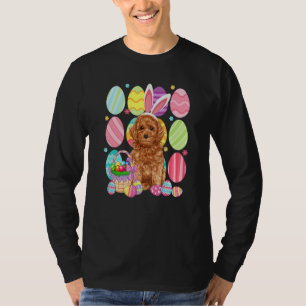 Cute Poodle Easter Bunny Ear Colorful Easter Egg B T-Shirt