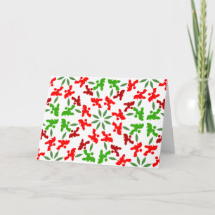 Cute Poodle Family Christmas Card - Festive Red & 