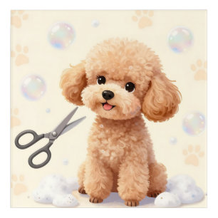 Cute Poodle Grooming Bubbles Scissors Acrylic Print