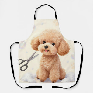 Cute Poodle Grooming Bubbles Scissors Apron