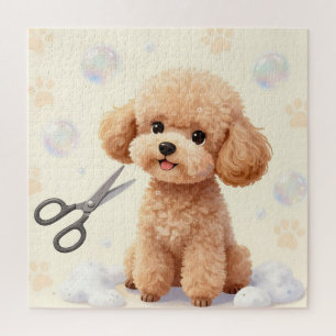 Cute Poodle Grooming Bubbles Scissors  Jigsaw Puzzle