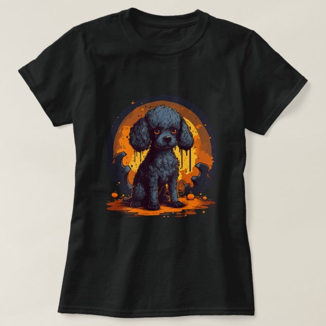 Cute Poodle Halloween Standard Poodle Dog Lovers B T-Shirt (Design Front)