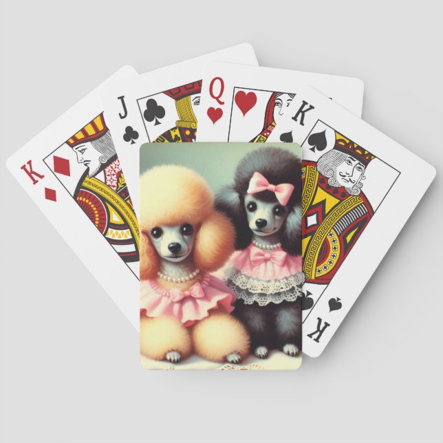 Cute Poodle Illustration Poker Cards (Back)
