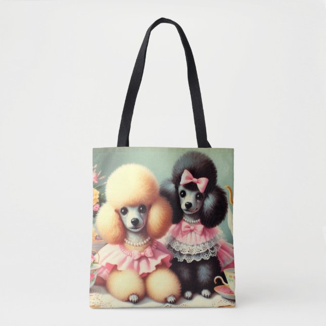 Cute Poodle Illustration Tote Bag (Front)
