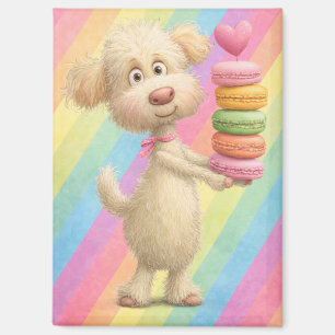 Cute Poodle Macaron Magnet – Rainbow Pastel Dog 