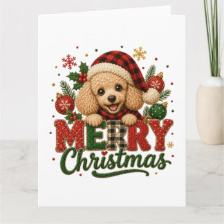 Cute Poodle Merry Christmas Card