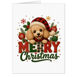 Cute Poodle Merry Christmas Card